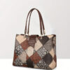 Genuine Leather Embossed Women Satchel Top Handle Bag