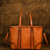 Genuine Leather Vintage Style with Zipper Closure Tote Bag