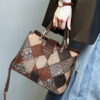 Genuine Leather Embossed Women Satchel Top Handle Bag - Image 3